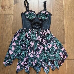 Dolls kill widow black and pink babydoll dress